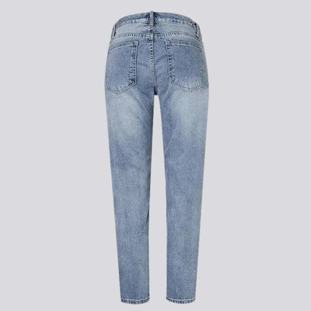 Embellished mid-waist jeans for ladies