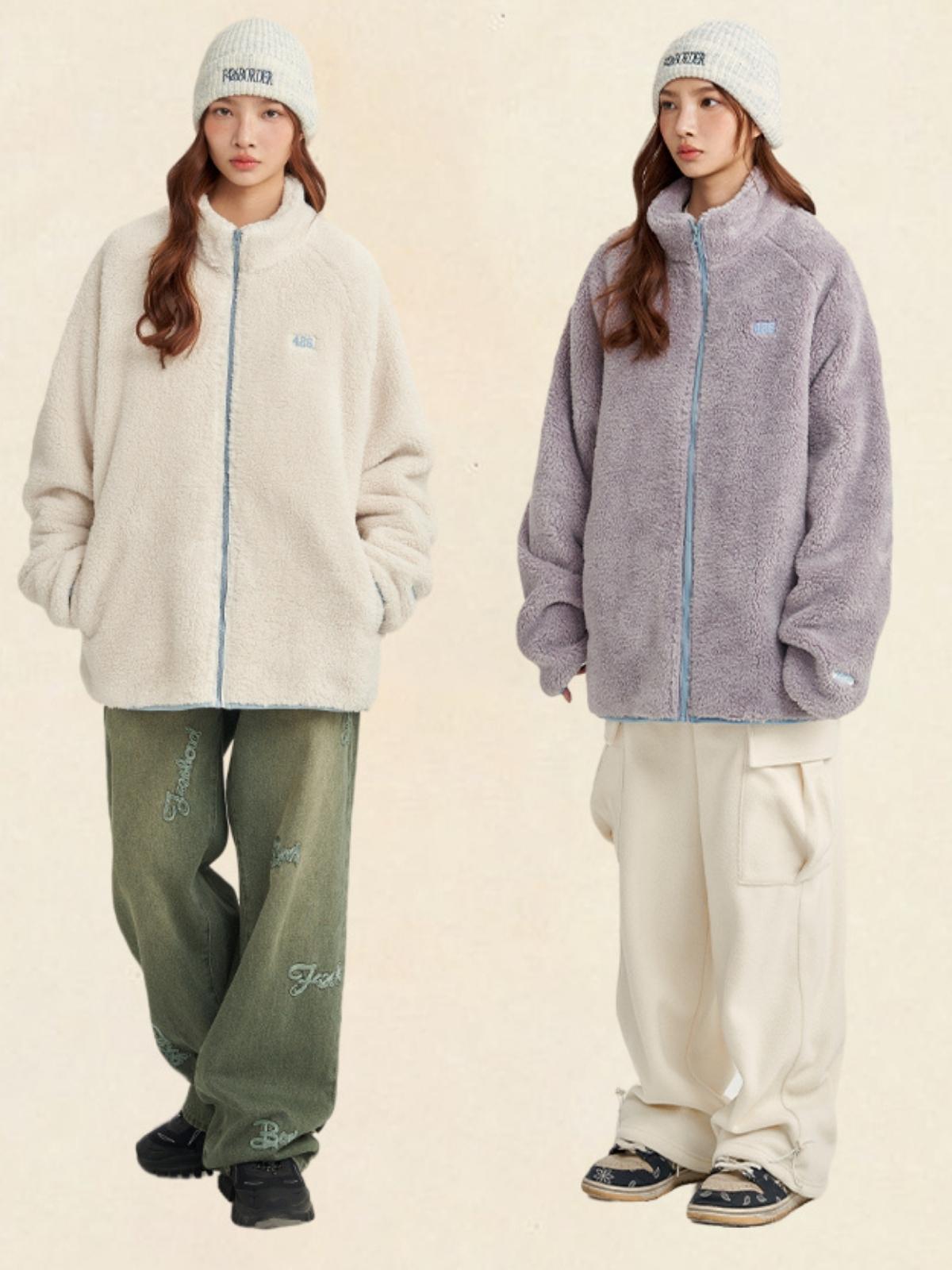 We Love Street Loose Soft Coral Velvet Plush Jacket