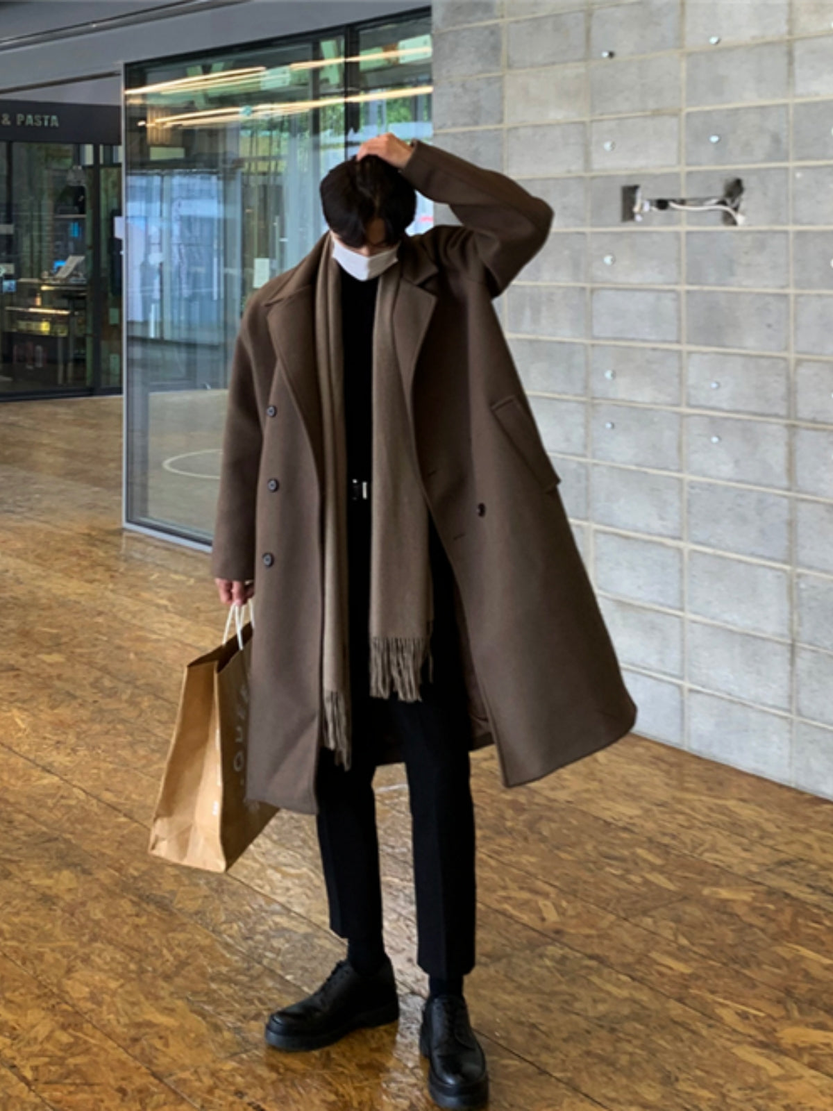 Loose Mid-length Cashmere Windbreaker Coat