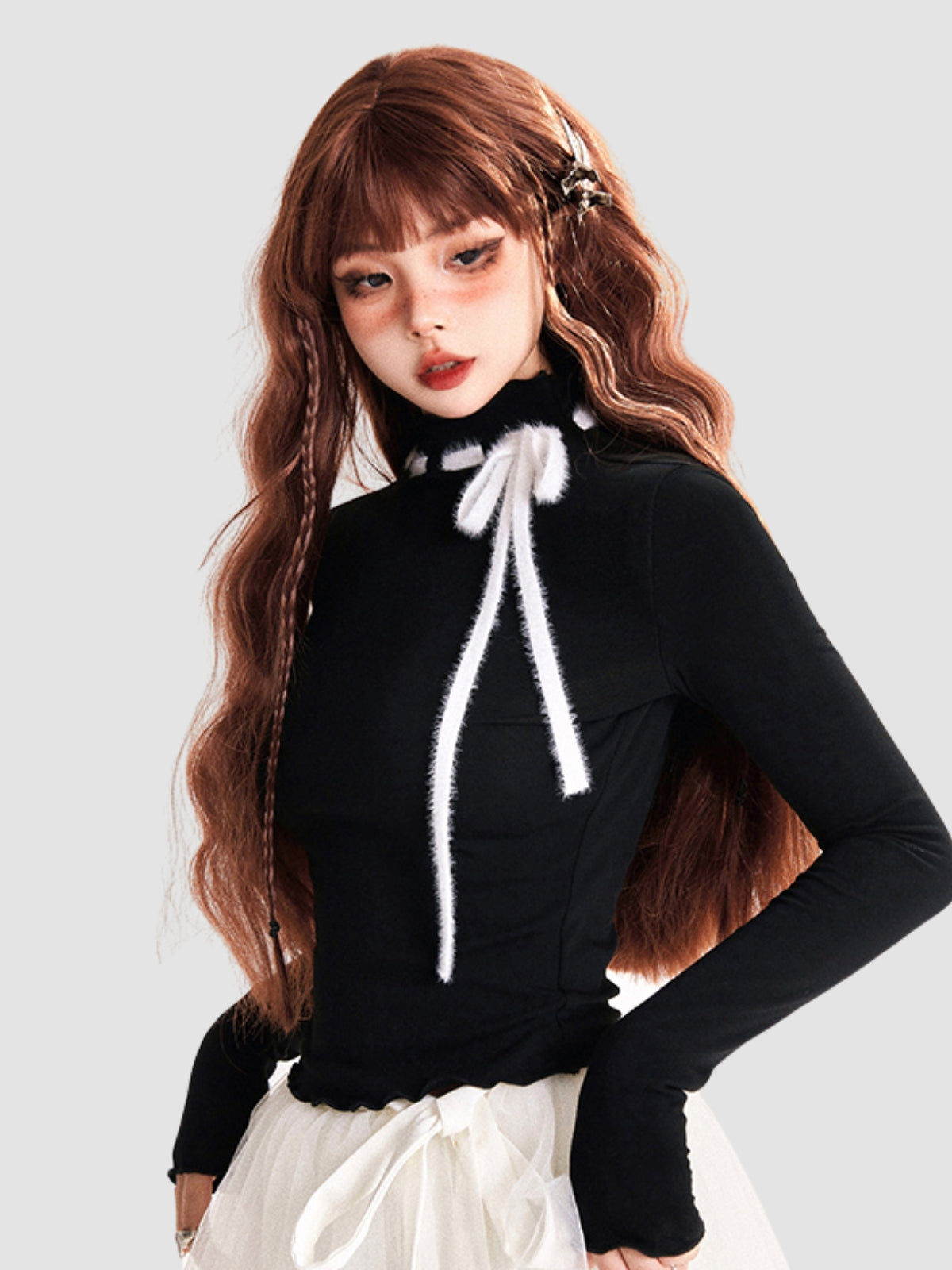 Half Collar Slim Fit Lace Top
