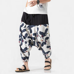 Nettai Harem Pants White Crane