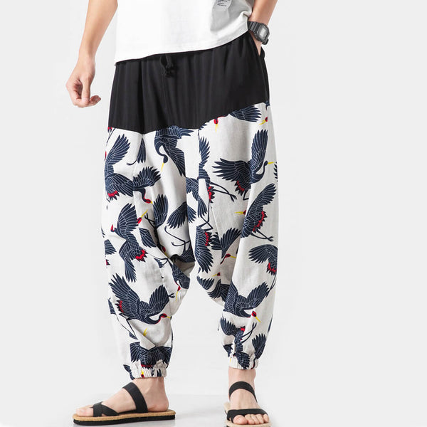 Nettai Harem Pants White Crane