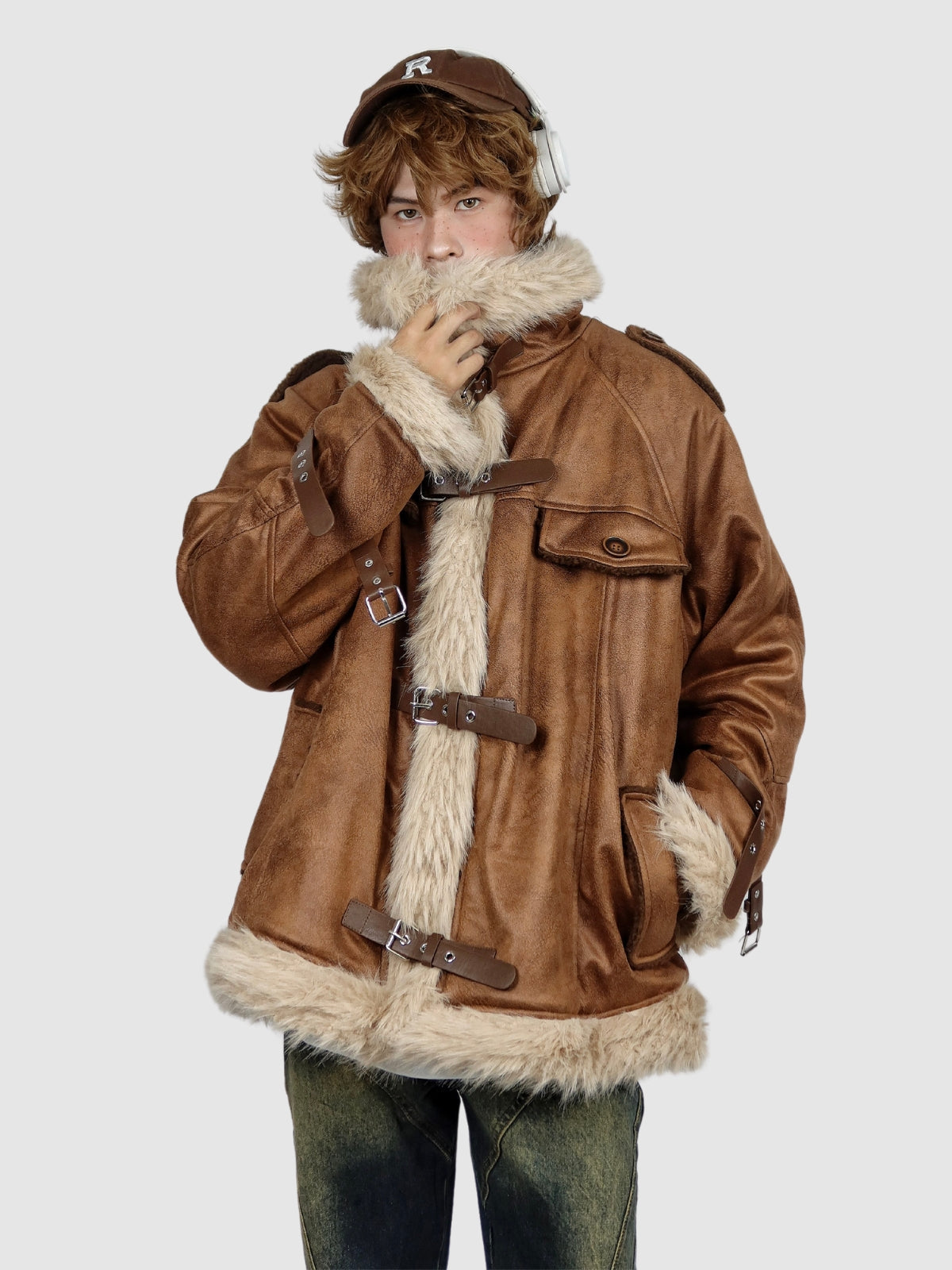 Retro One-Piece Wool Winter Fur Lamp Coat