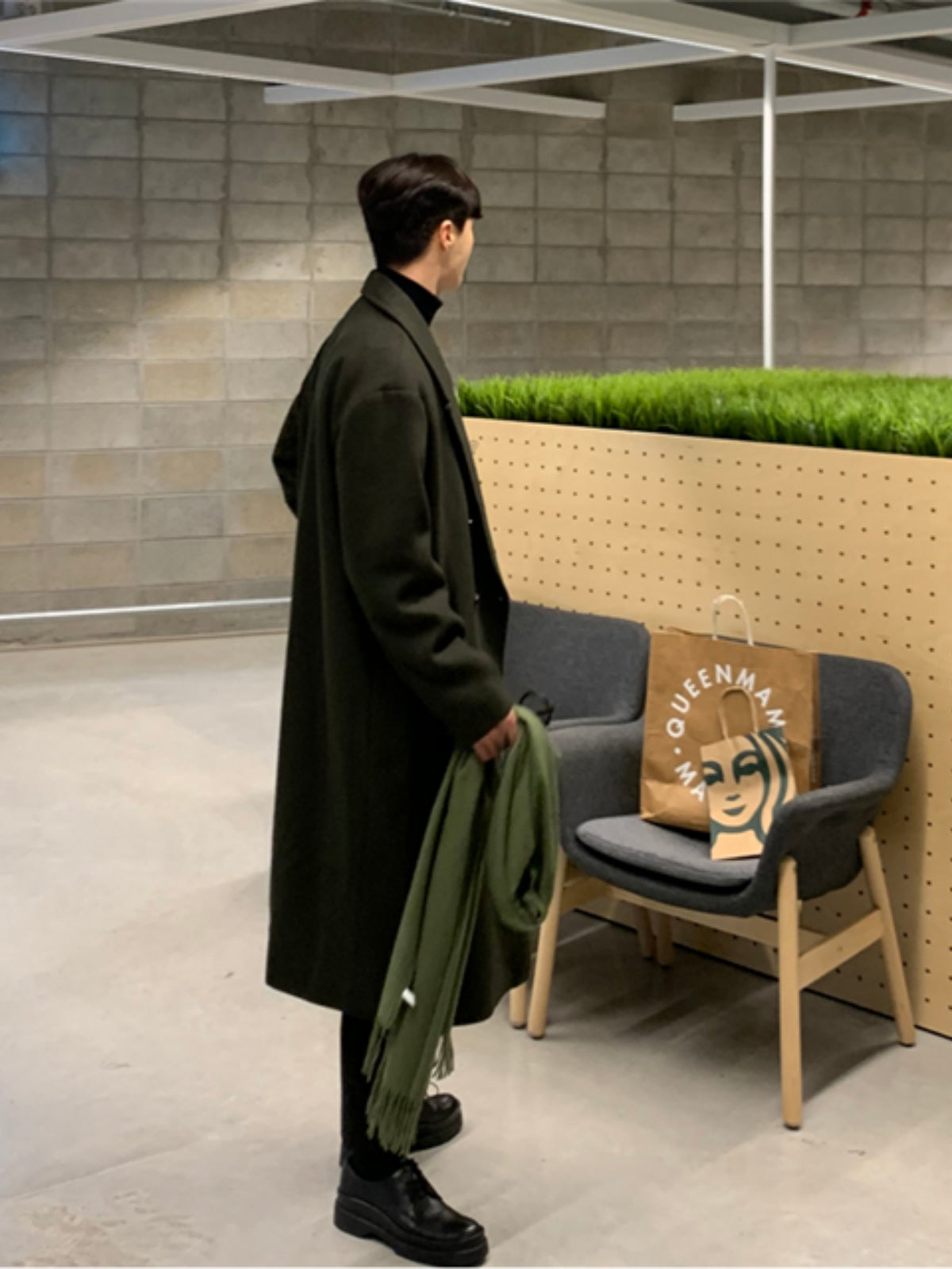 Loose Mid-length Cashmere Windbreaker Coat
