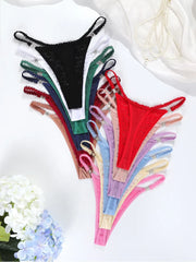 12pcs/pack Low Waist Multi-color Sexy Lace Women's g-string Underwear