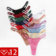 12pcs/pack Low Waist Multi-color Sexy Lace Women's g-string Underwear