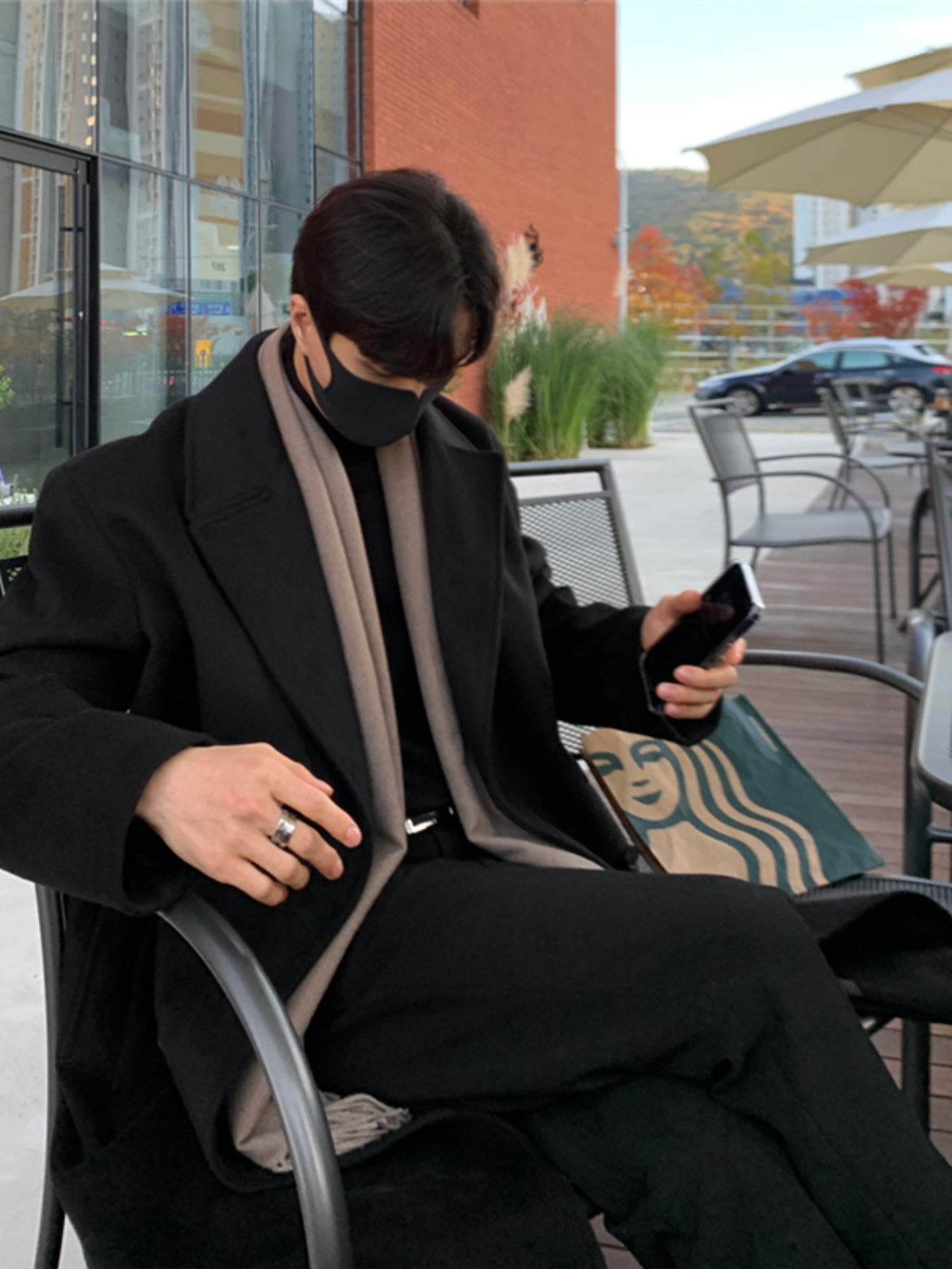 Loose Mid-length Cashmere Windbreaker Coat