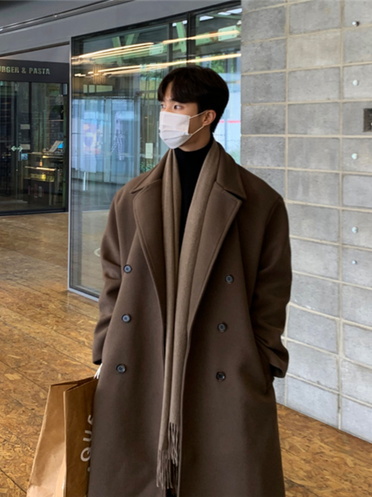 Loose Mid-length Cashmere Windbreaker Coat