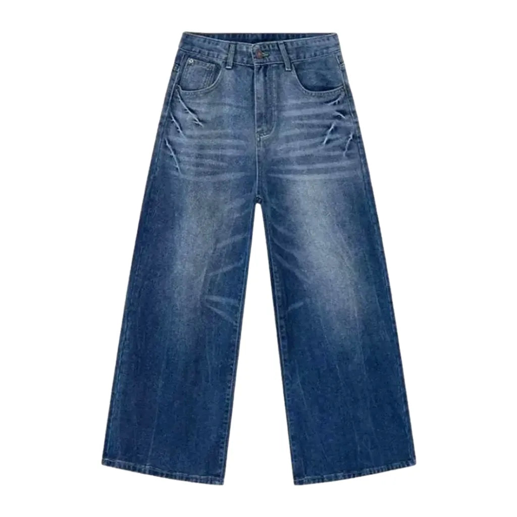 Vintage street style whiskered baggy men's jeans