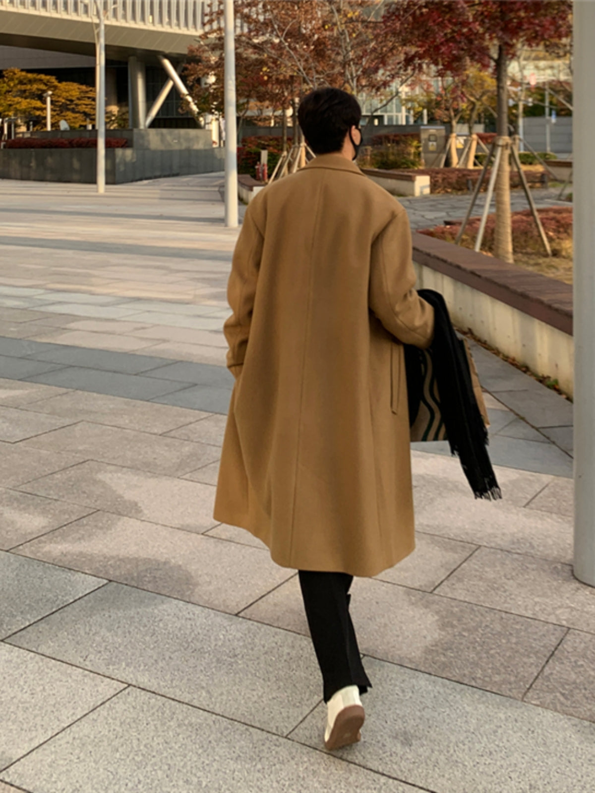Loose Mid-length Cashmere Windbreaker Coat