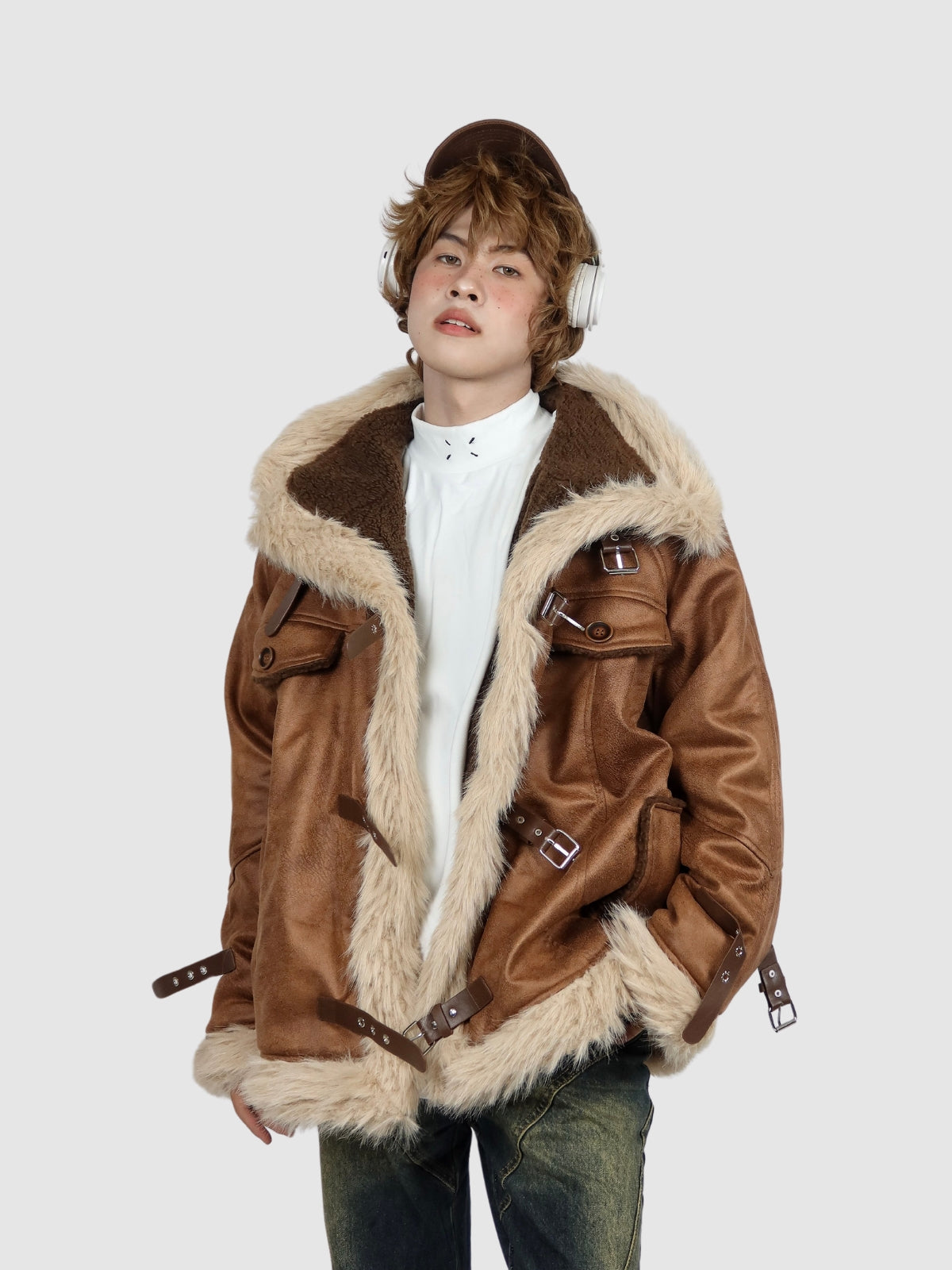 Retro One-Piece Wool Winter Fur Lamp Coat