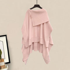 Irregular Off The Shoulder Loose Cloak Sweater Lapel Shirt Dress