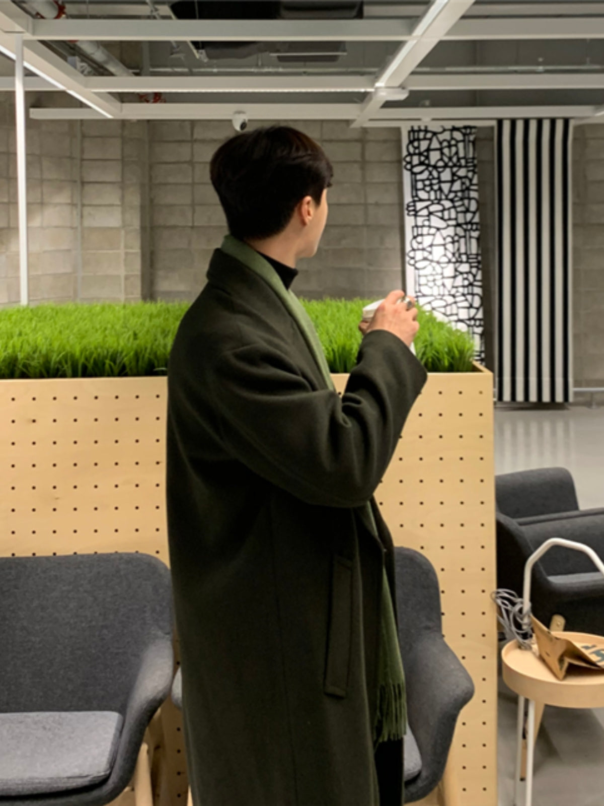 Loose Mid-length Cashmere Windbreaker Coat