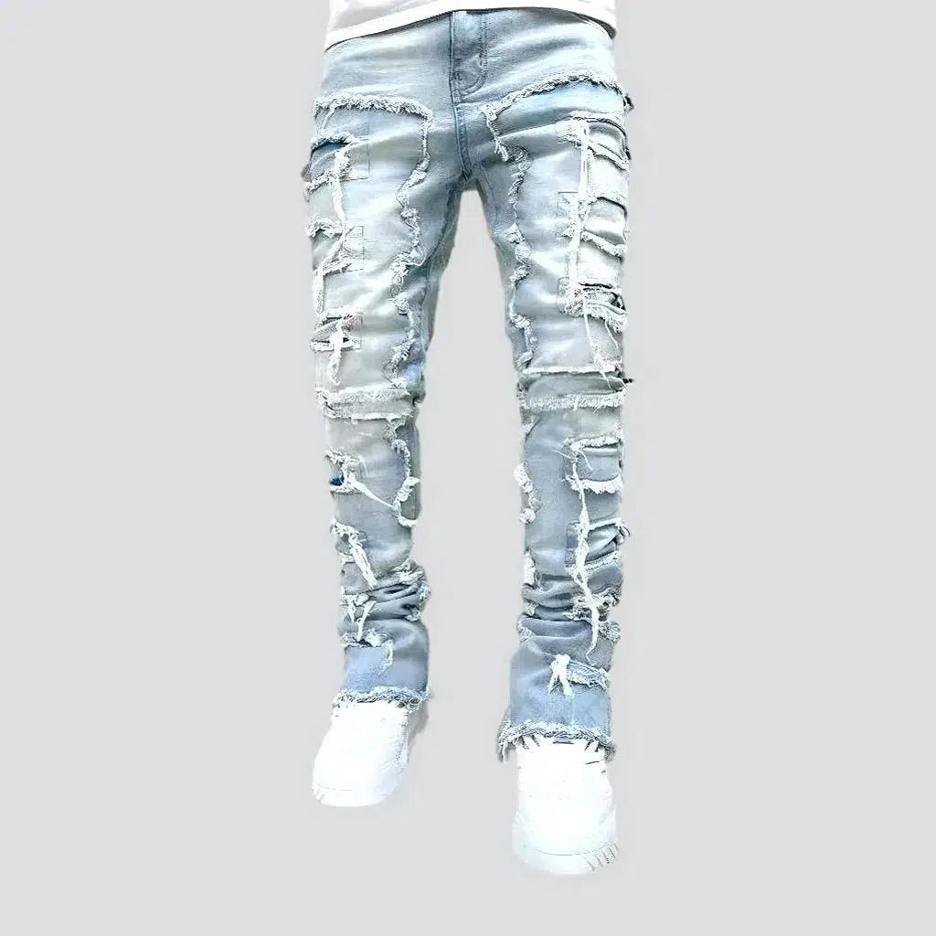 Floor-length street jeans for men