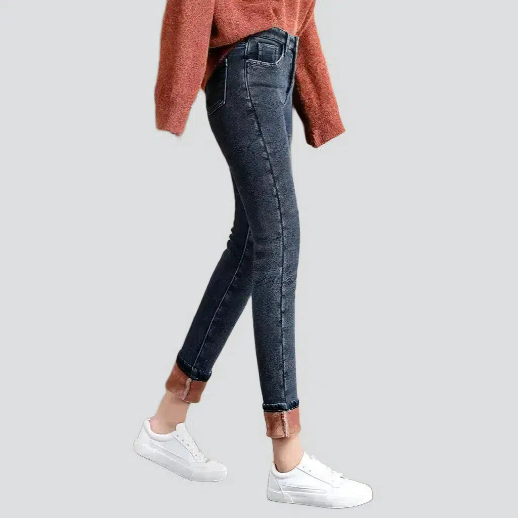 Fleece street jeans for women