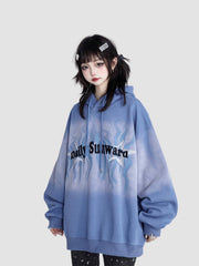 Retro Washed Embroidered Hooded Sweatshirt