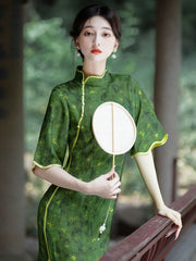 Elegant Green Cheongsam Dress