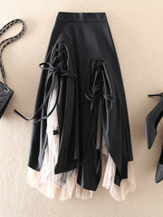 Retro Irregular Wrinkled Mesh Skirt