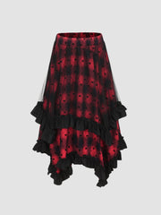Irregular Plaid Skirt