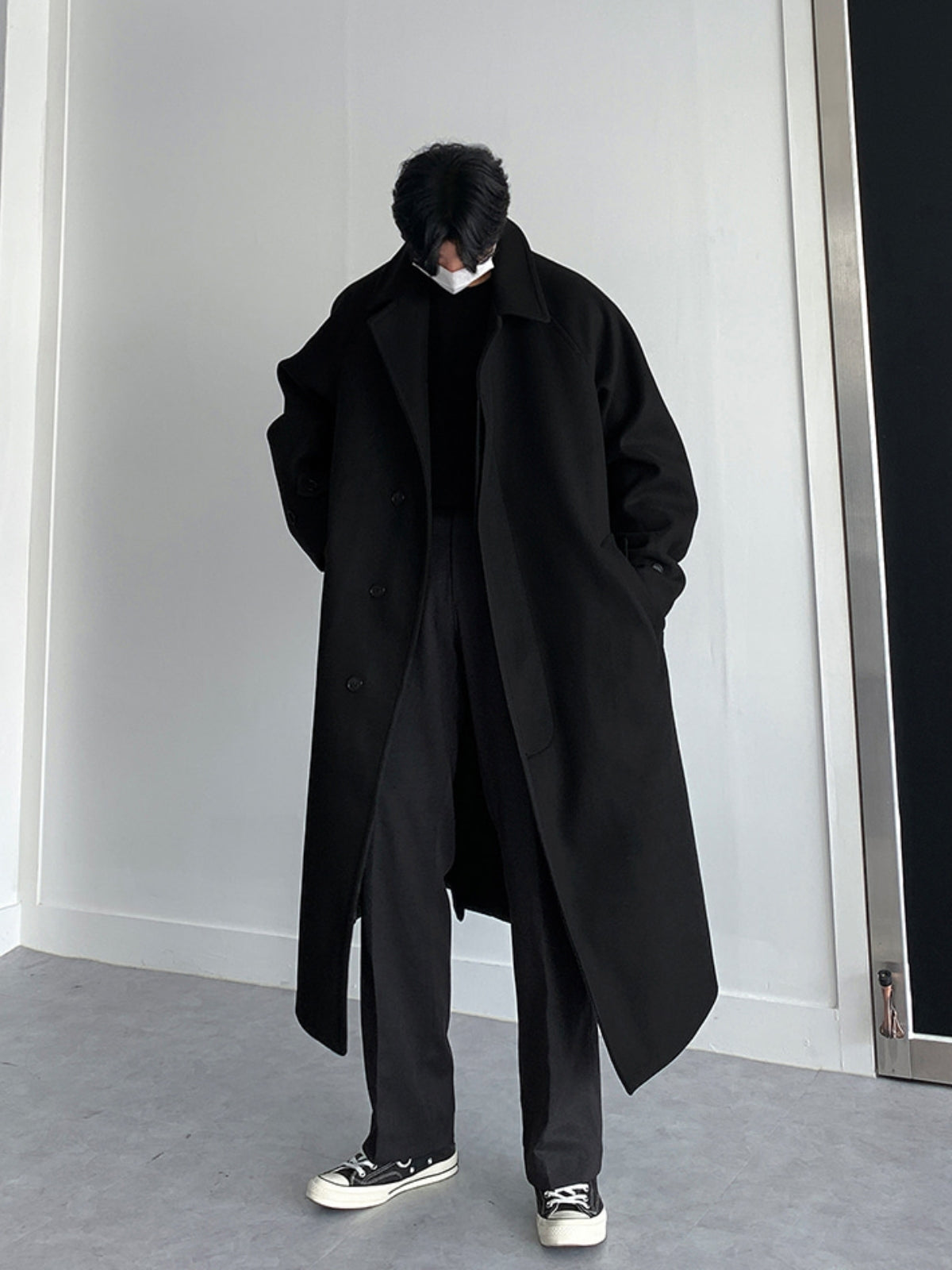 Double Sided Brown Long Woolen Coat