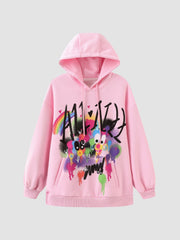 Pink Oversized Hooded Sweatshirt Pants Suit