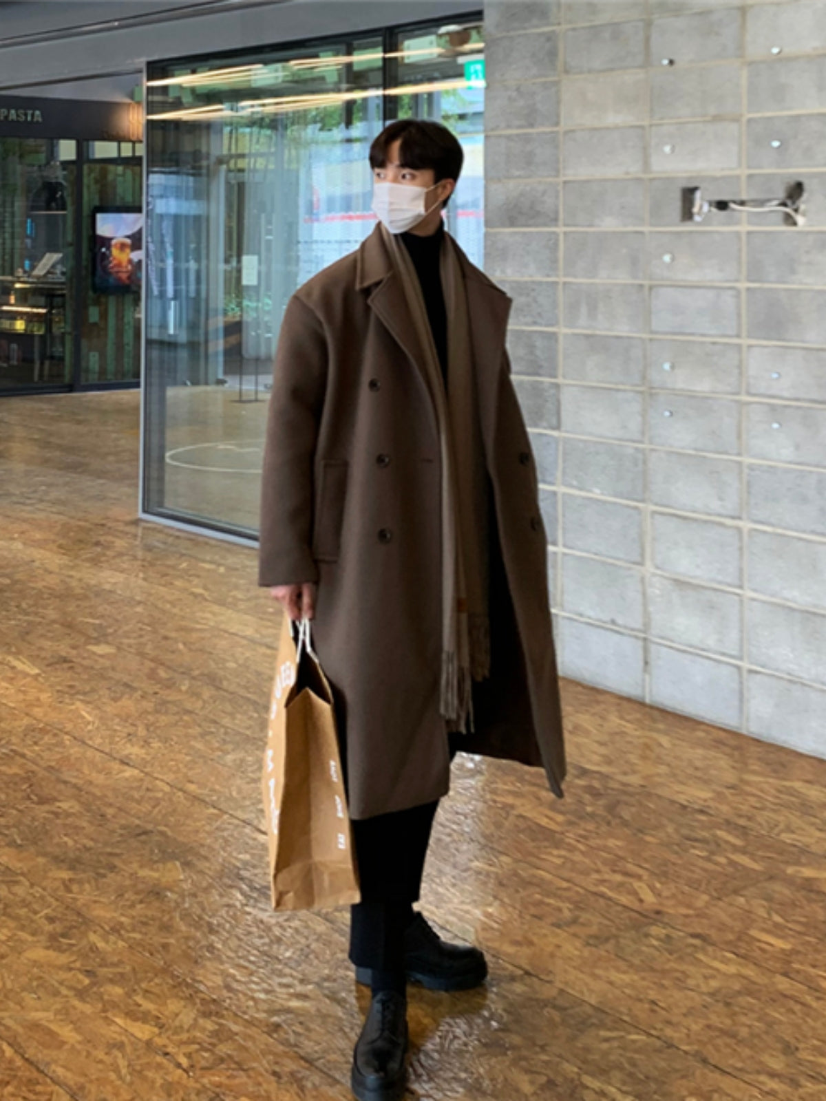 Loose Mid-length Cashmere Windbreaker Coat