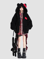 Irregular Lace Splicing Short Plaid Skirt