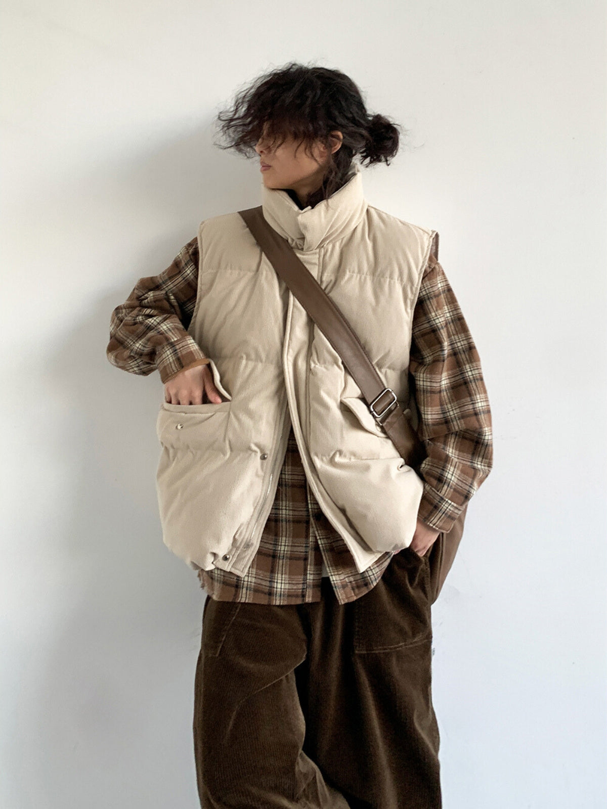 Corduroy Cotton Apricot Loose Vest