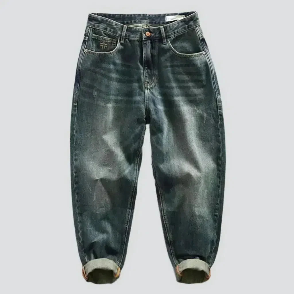 Whiskered fashion jeans for men