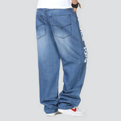 Inscribed painted jeans for men
