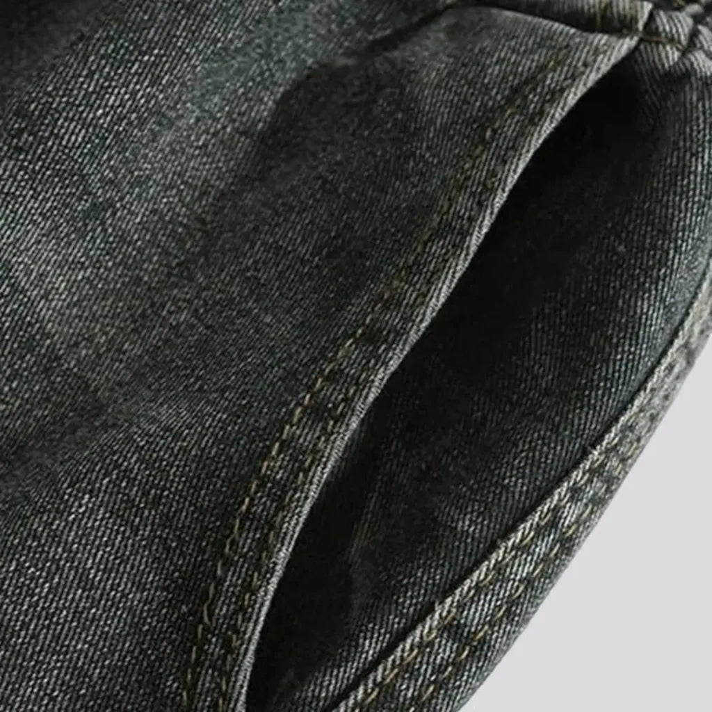Grey-cast men's high-waist jeans