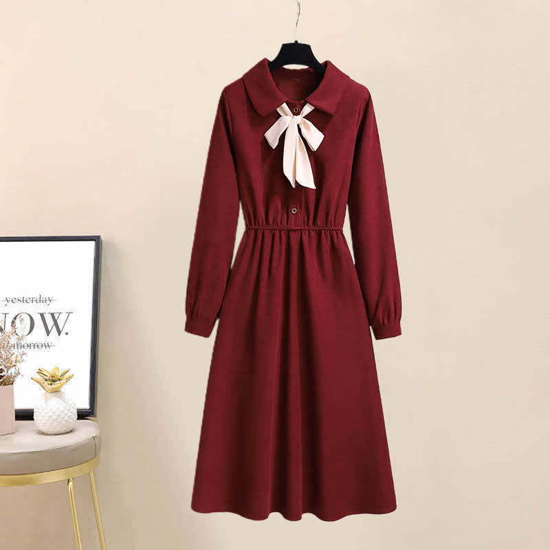 Bow Knot Red Dress Rhombus Print Vest Set