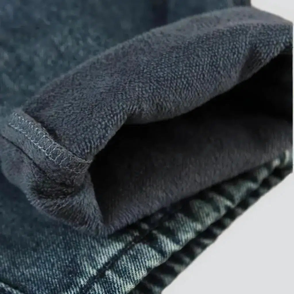 Sanded fleece jeans for men