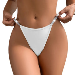 1pcs Low Rise Solid Silver Satin Lady Thongs