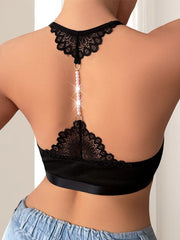 1pcs Style Ribbed Women Camisole String Pearls Decor Backless Underwear