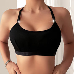 1pcs Style Ribbed Women Camisole String Pearls Decor Backless Underwear
