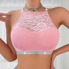 1pcs Sexy Lace Floral Camisole No Pad Ribbed Sexy lingerie