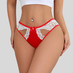 1pcs Women's Red White Lace Panties