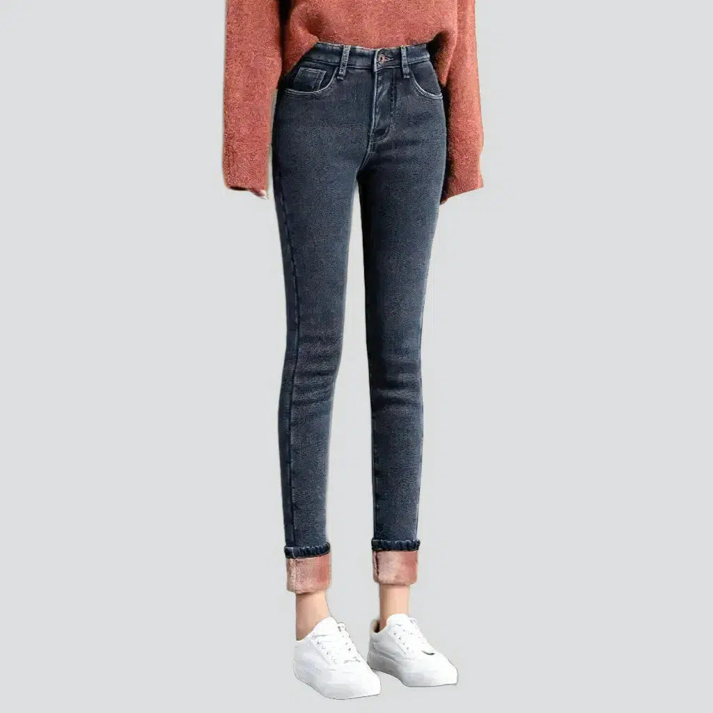 Fleece street jeans for women