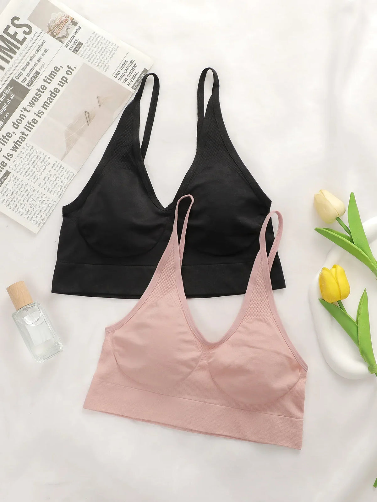 2-Pack Multi-Color Sexy Deep-V Top Wireless Bralette