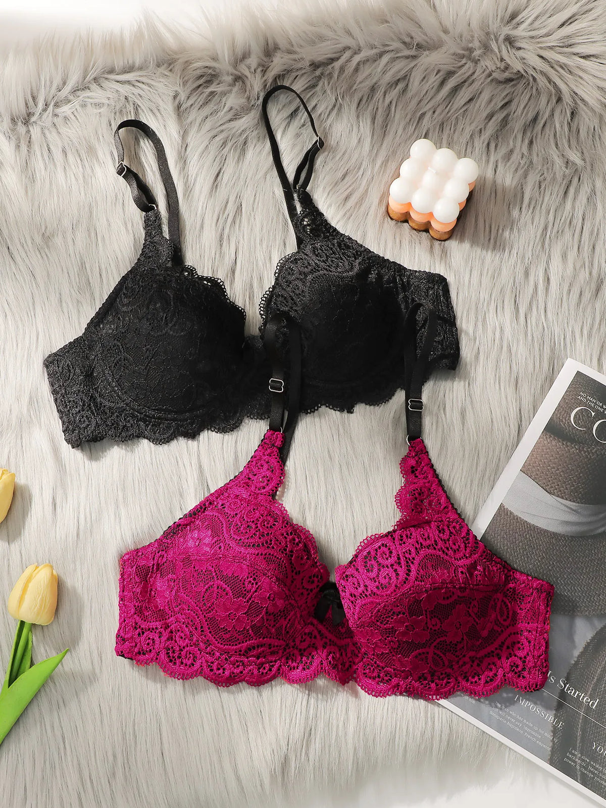 2 Packs Women's Lace Bra