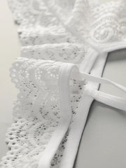 2-Piece Set Sexy Black White Embroidered Lace Thong