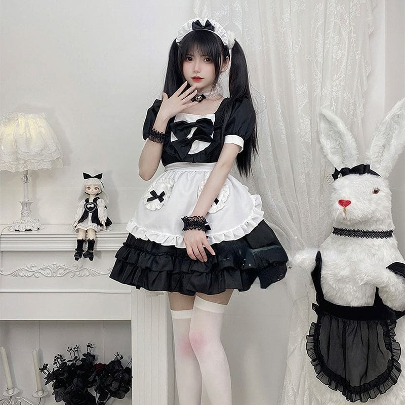 2 Colors Sweet Bows Maid Dress