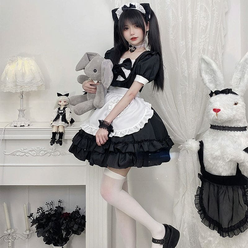2 Colors Sweet Bows Maid Dress