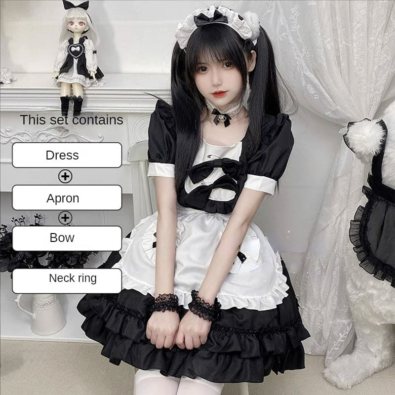 2 Colors Sweet Bows Maid Dress