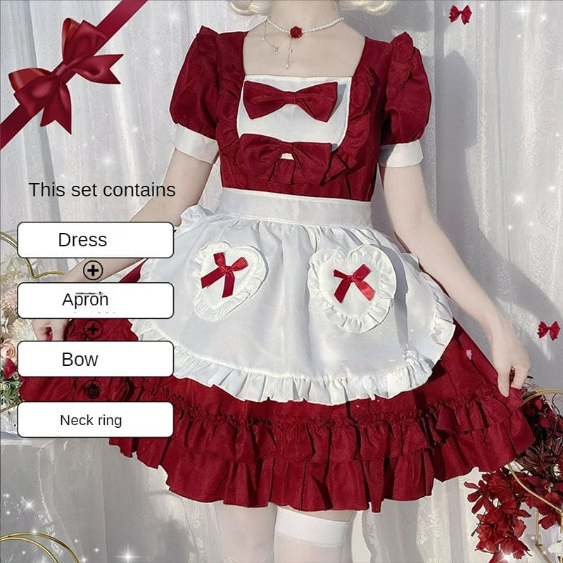 2 Colors Sweet Bows Maid Dress