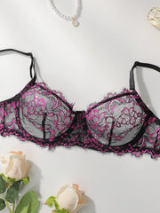 2-piece set of women's sexy lace floral lingerie