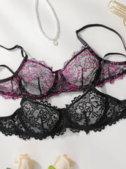 2-piece set of women's sexy lace floral lingerie