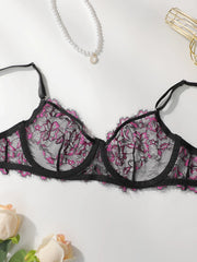 2-piece set of women's sexy lace floral lingerie