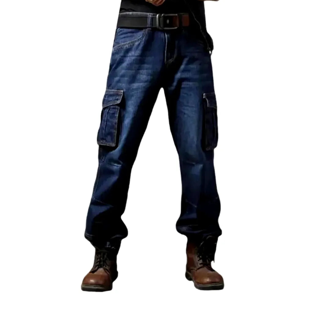 Durable stonewashed labor men's jeans